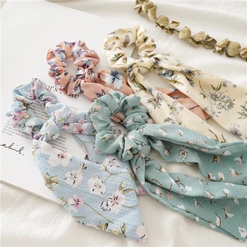 

12PCS Boho Print Ponytail Scarf Bowknot Elastic Hair Rope Tie Scrunchies