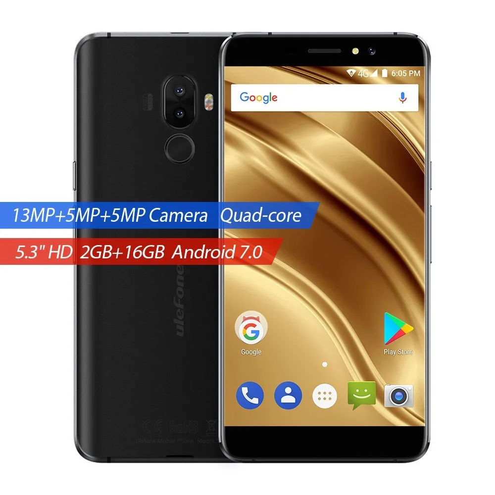 Ulefone S8 Pro мобильный телефон 5 3 &quotMT6737 Android 7 0 четырехъядерный 13 МП + Мп 2 Гб ОЗУ 16 ПЗУ