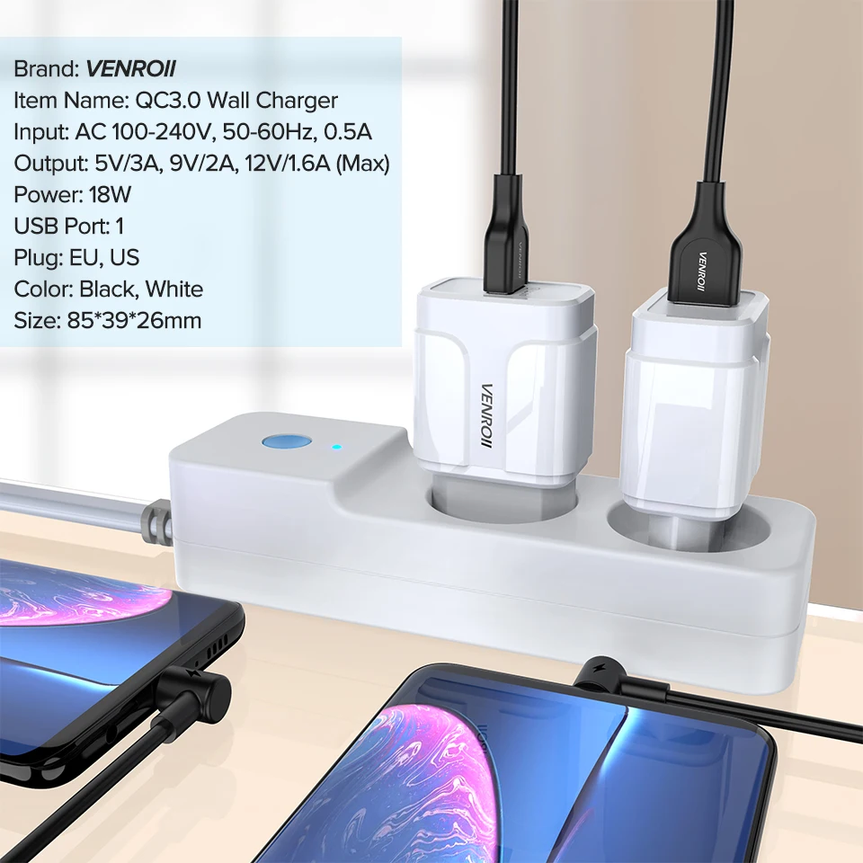 5 в 3 А USB зарядное устройство EU US Plug Quick Charge 0 адаптер для телефона Xiaomi 10 9 8 Redmi 18 Вт