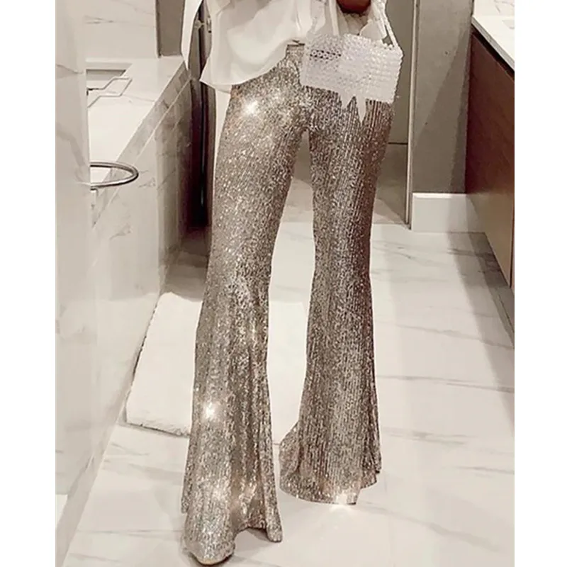 silver sequin bell bottoms