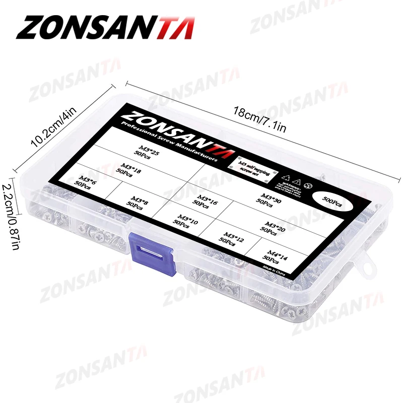 zonsanta kit de parafusos madeira cabeca parafusos fibra escareado 03