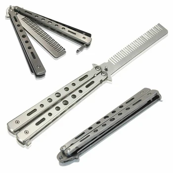 

Foldable Combs Stainless Steel Butterfly Practice Knife Flick Hair Comb Styling Trainer Tool Hairdressing Styling Tool
