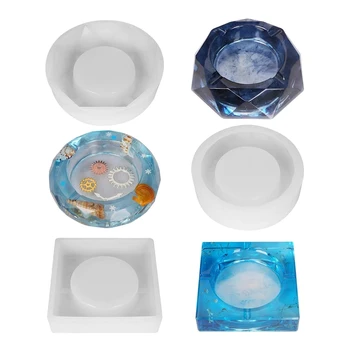 

Resin Mold, Square Epoxy Resin Mold Ashtray 3 Pieces Resin Mold, Rhombic Silicone Resin Mold and DIY Round Mold