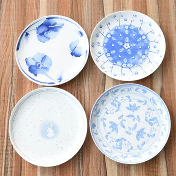 

Japanese Dim Sum Plate Breakfast Snack Fruit SaladDessert Steak Flat Ceramic Afternoon Tea Home Tableware Free Shipping