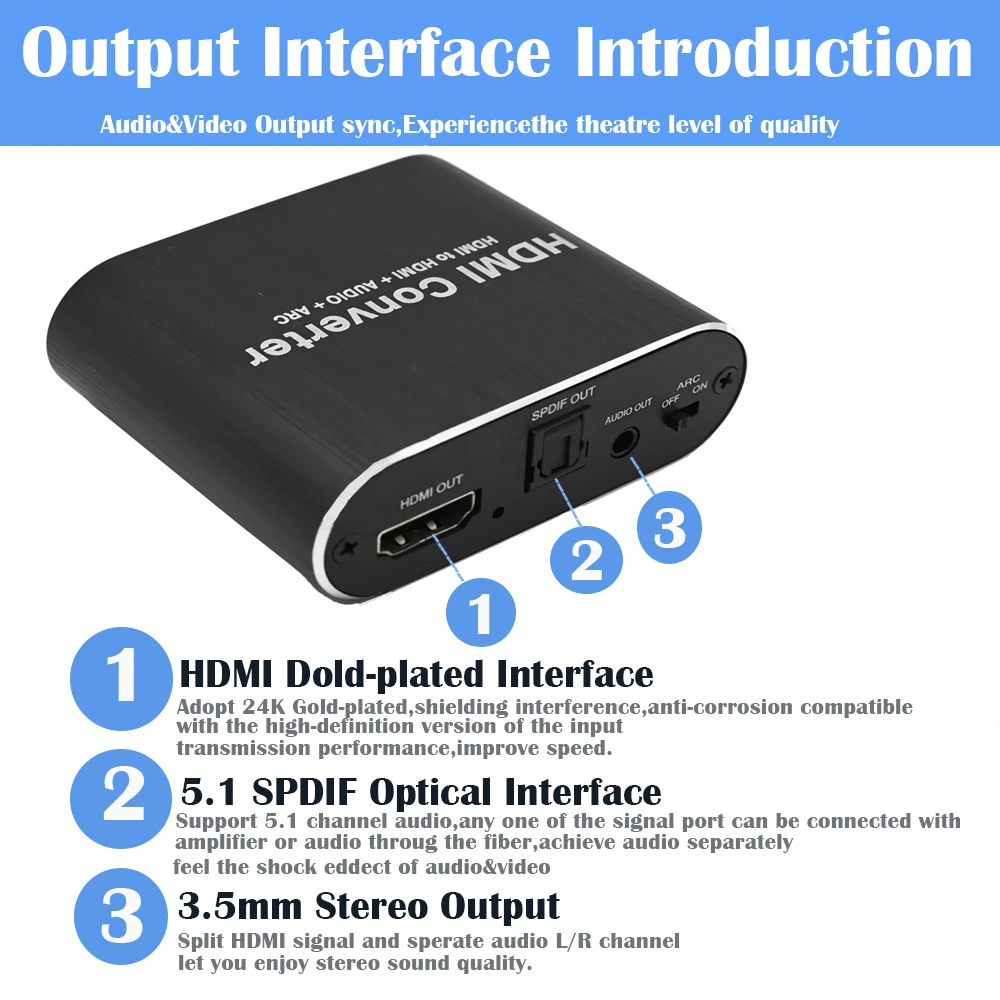 Аудио экстрактор HDMI 5 1 ARC аудио 4K 60 Гц оптический TOSLINK SPDIF|Кабели VGA| |