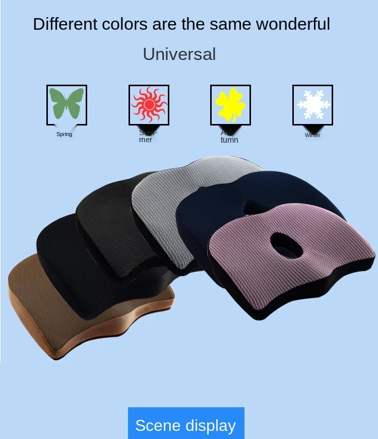 Orthopedic Memory Foam Thickned Car Seat Cushion Set Slow Rebound Office Chair Back Support Cushion Seat Support Lumbar Cushion