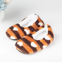 Детские носки толстые теплые домашние носки-тапочки мягкие нескользящие носки с бархатной подкладкой, тапочки Рождественский подарок, винтажный узор с сердечками