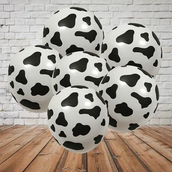 

10pcs/lot Cartoon Animals Foil Cow Print Latex Balloons For Farm Theme Birthday Party Decorations Baby Shower Supplies