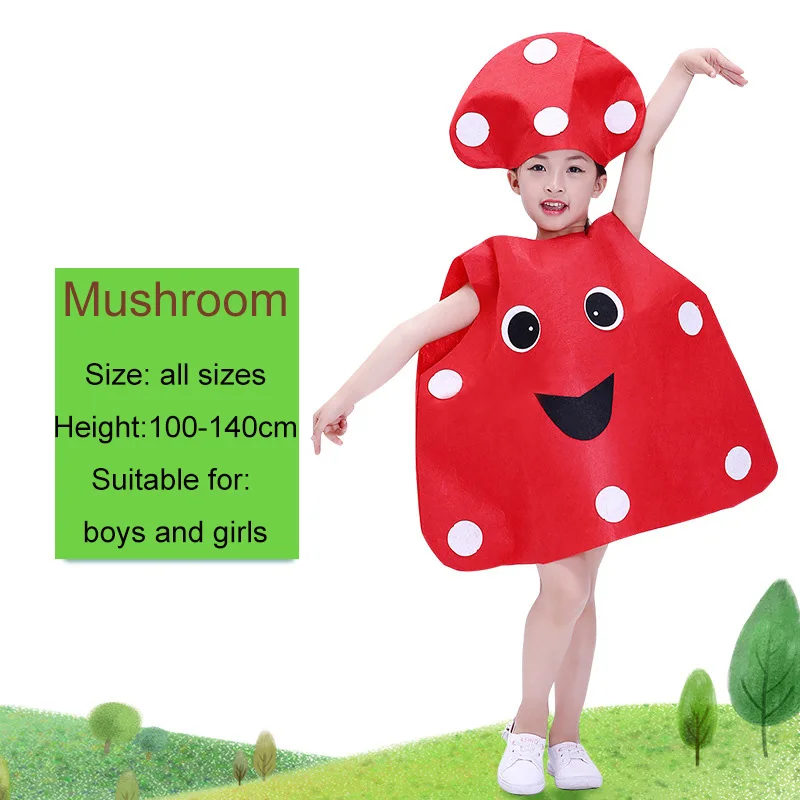 mushroom Модное детское маскарадное платье унисекс Детский костюм с рисунком фруктов и овощей праздничная одежда Одежда для девочек и мальчиков подарок - Цвет: mushroom