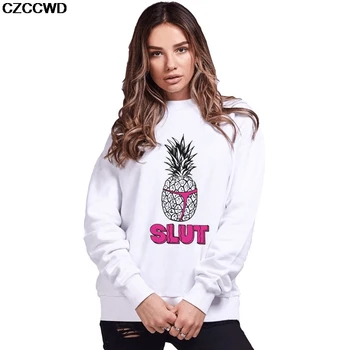 

CZCCWD New Sudaderas De Mujer Harajuku Pineapple Slut Letter Printing Sweatshirt Leisure Fashion Womens Hoodies Streetwear Tops