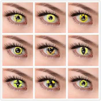 

HOTSALE Fancy Crazy Soft Contact Lens Yellow Eye Contact Lens Cute Colored Cosplay Cosmetic Contact Lens (2Pcs/Pair)