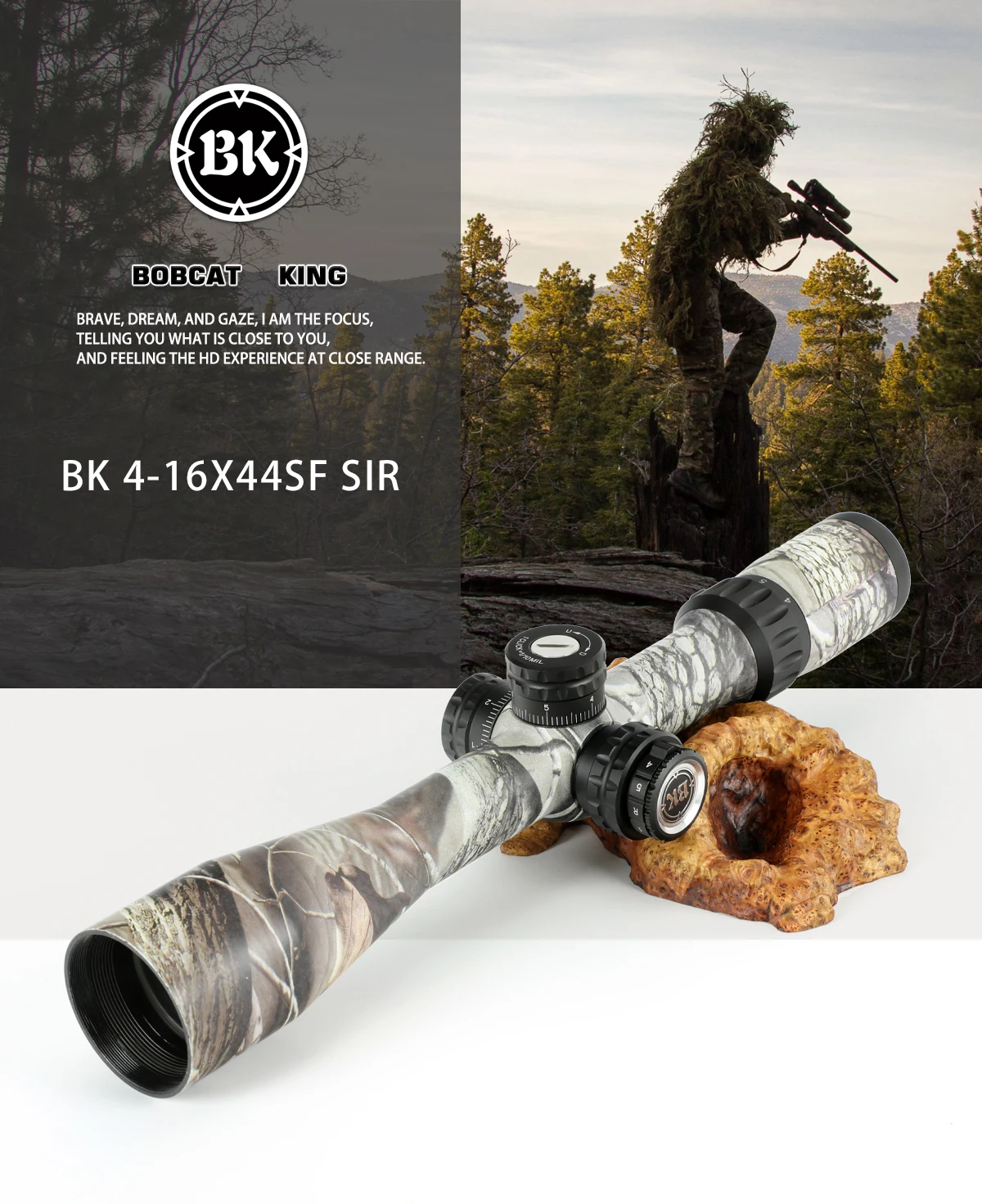 Luz de Tráfego Bobcat Sfir Riflescopes Airsoft Caça Rifle Escopo Iluminação Sniper Tático Visão Óptica Rei 4-16x44 2 Lunetas Riflescopes