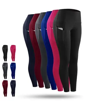 

High Elastic Leggings With Pocket Women Solid Stretch Compression Sportswear Pants Casual Running Leggings Pants Drop Shipping