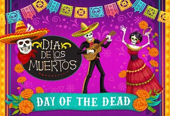 

Colorful vinyl GFUITRR Day of the Dead Photography Backdrop Mexico Skeleton Photo Background Photo Booth Props lv2268
