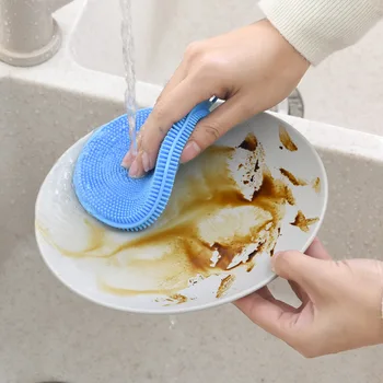 

Eisen Card Thick Extra-large Silicon Dishwashing Brush Cleaning Brush Cleaning cloth Dishcloth Scouring Pad Alternative Steel Wi