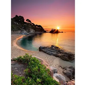 

5D DIY Daimond Painting Cross stitch Sunset seaside scenery 3D Diamond Embroidery Full Square/Round Rhinestones Painting M1009