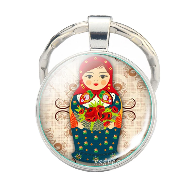 Русскоязычная Матрешка, кукла, набор ключей, брелок для ключей, Лаки, куклы, фото, стеклянный кабошон, брелок для ключей, детские подарки, рождественский подарок