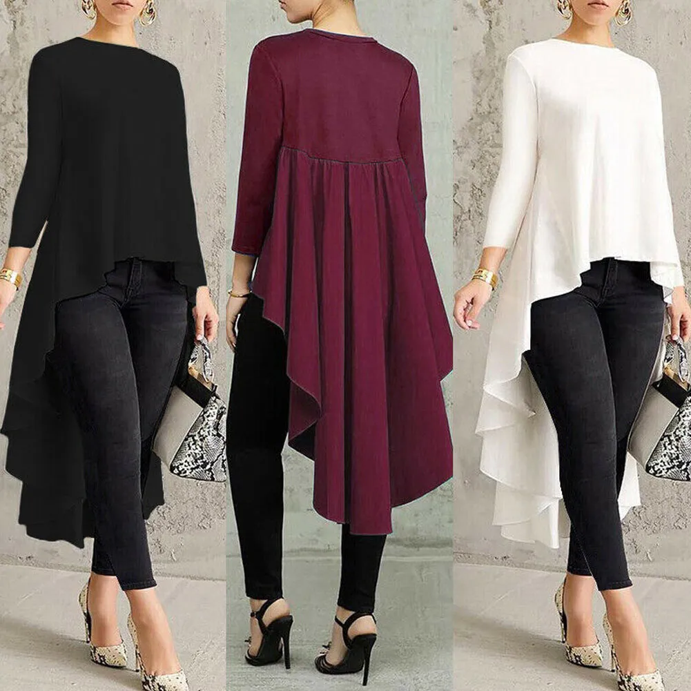 Женская рубашка с длинными рукавами модные повседневные ассимметричные рисунки