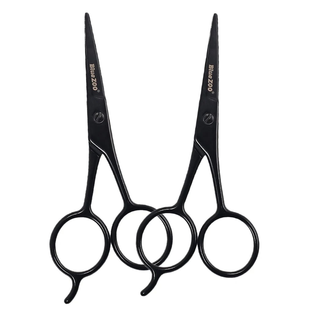 2X Facial Hair Scissors Stainless Steel Ears Nose Eyebrow Moustache Scissors for Men Grooming Trimming Hair Beard, 13x5.6x4cm