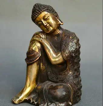 

Collect Chinese Tibet Buddhism old bronze carve gild Sakyamuni Buddha statue