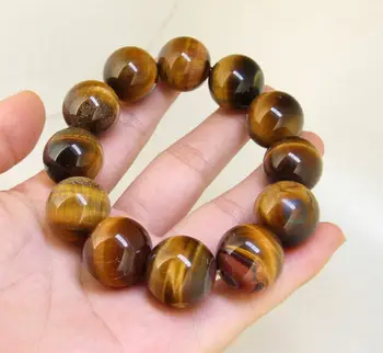 

Luster 18mm Yellow Tiger's Eye Stone Bracelet Brangle Gemstone Bead Stretch AAA+