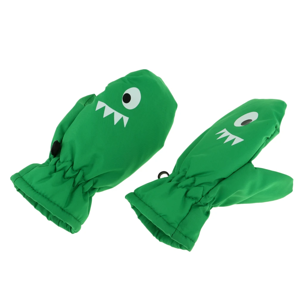 Green M as describe Детские лыжные перчатки водонепроницаемые ветрозащитные зимние теплые зимние варежки для катания на лыжах сноуборде лыжные перчатки - Цвет: Green M as describe