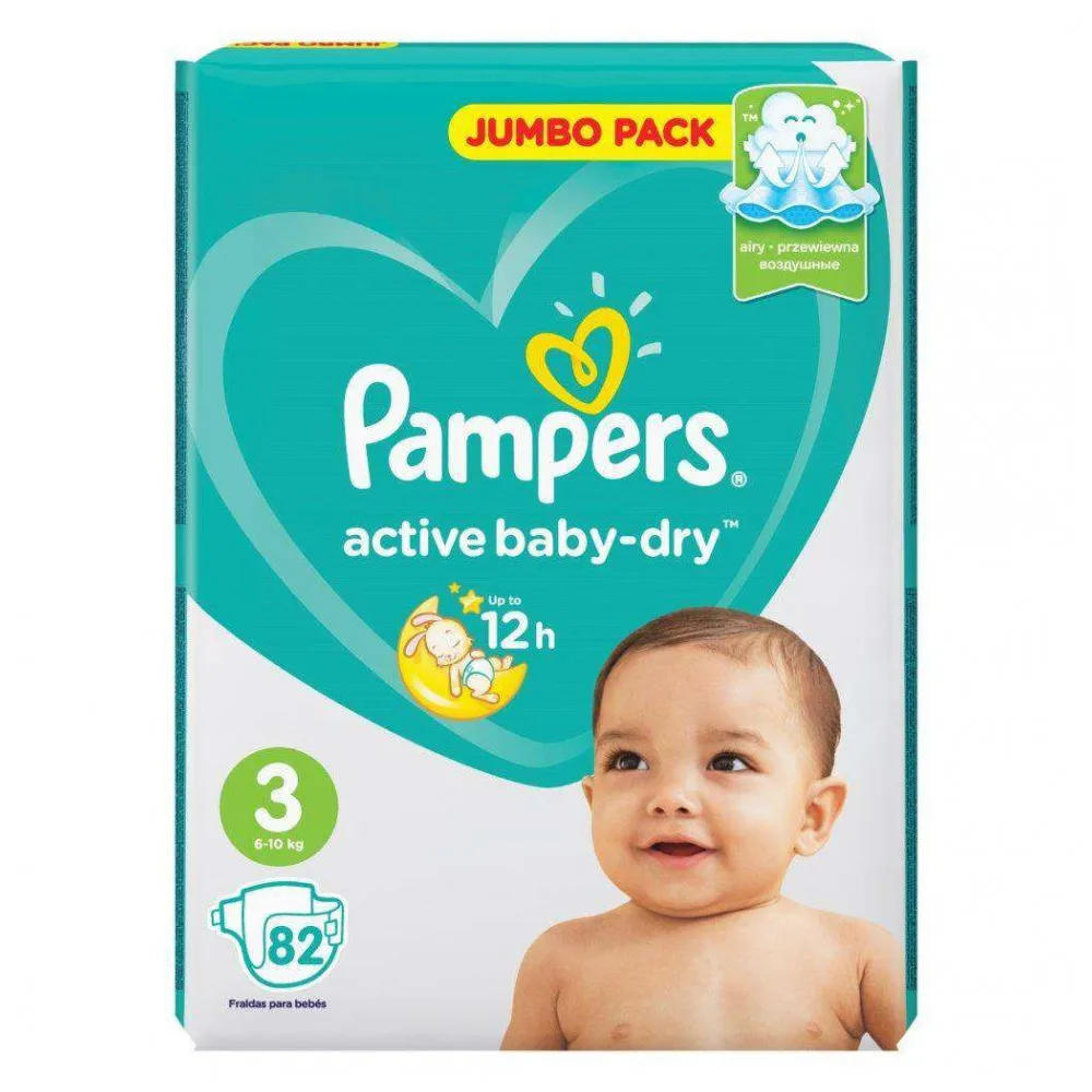 Pampers подгузники Active Baby-Dry размер 3,(5-9 кг), 82 шт