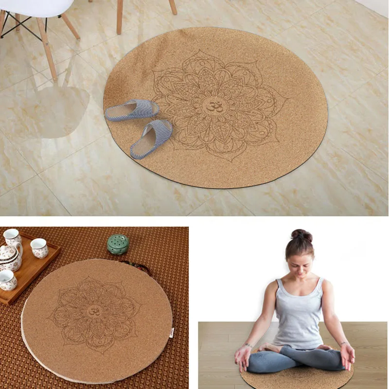 

Yoga Mat Little Round Cork Rubber 60x60cmx3mm Non Slip Yoga Cushion Meditation Cushion Pad Pilates Pad for Home Outdoor HB88