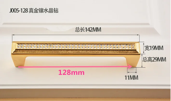 1PC Home Kitchen Decor Modern Diamond Crystal Drawer Cabinet Cupboard Jewelry Wardrobe Door Handle Knobs Home Improvements - Цвет: A142mm Golden