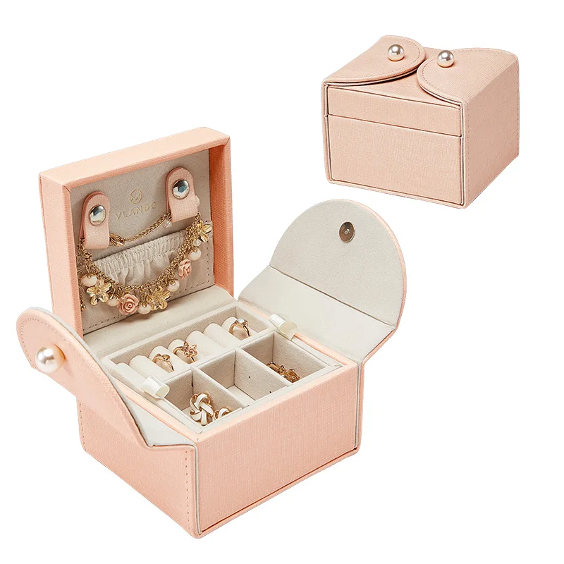 

Vlando Jewelry Box Gift Organizer, Soft PU Leather Wooden Travel Jewelry Storage Case Trays with 2 Layers for Bracelets, серьги