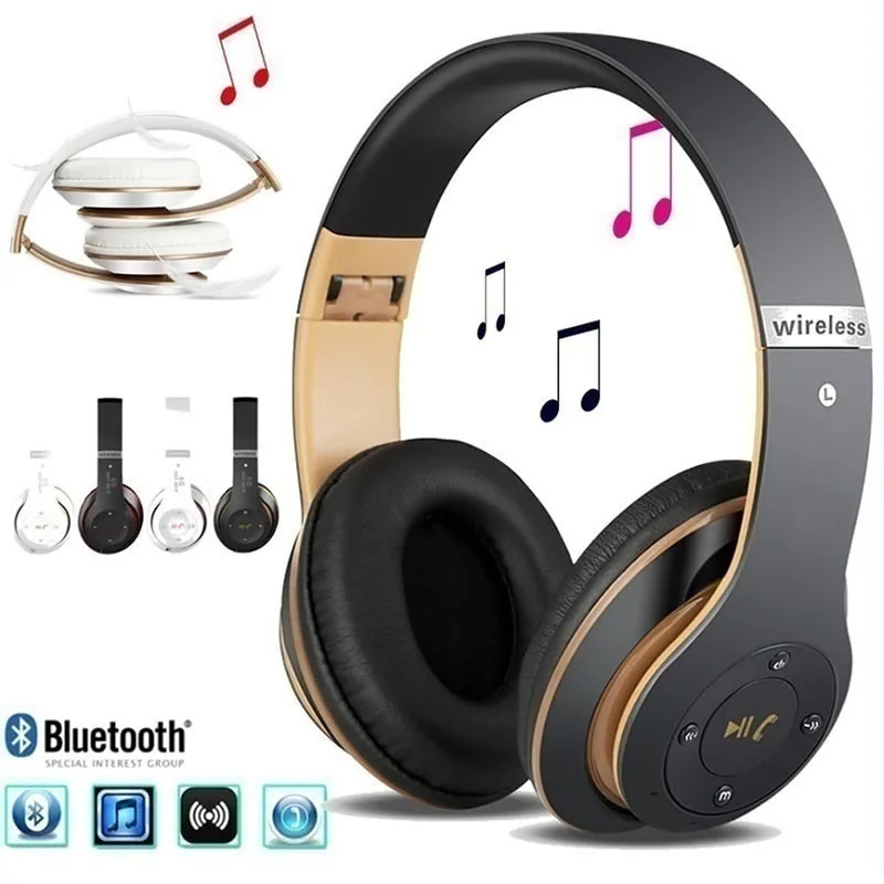 Беспроводные наушники Bluetooth гарнитура Складные стерео наушники Игровые наушники с микрофоном Поддержка TF карты для мобильного телефона ПК