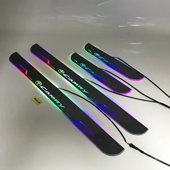 

Express delivery led door sill plate strip welcome light threshold guard protectors for Toyota camry