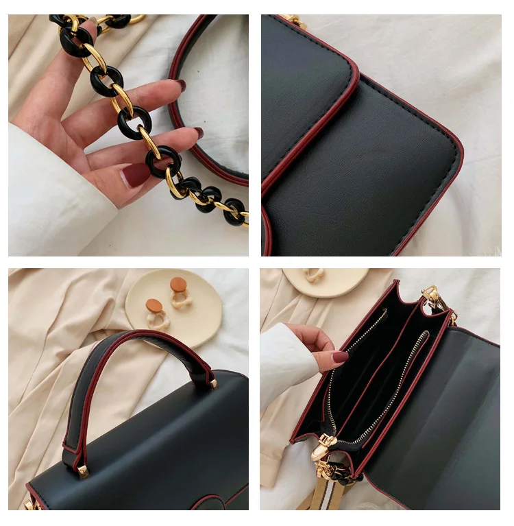 PU Leather Small Lock Flap Messenger Bags 2019 Luxury Vintage Handbags Retro Women Bags with Long Strap Black Satchel Tote Purse (10)