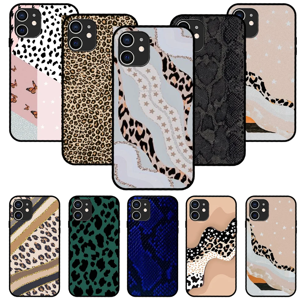 Чехол-накладка для iPhone 11 12 8 Plus Mini Pro X XR XS Max 4 5 7 6 6S SE черный ТПУ со змеиным