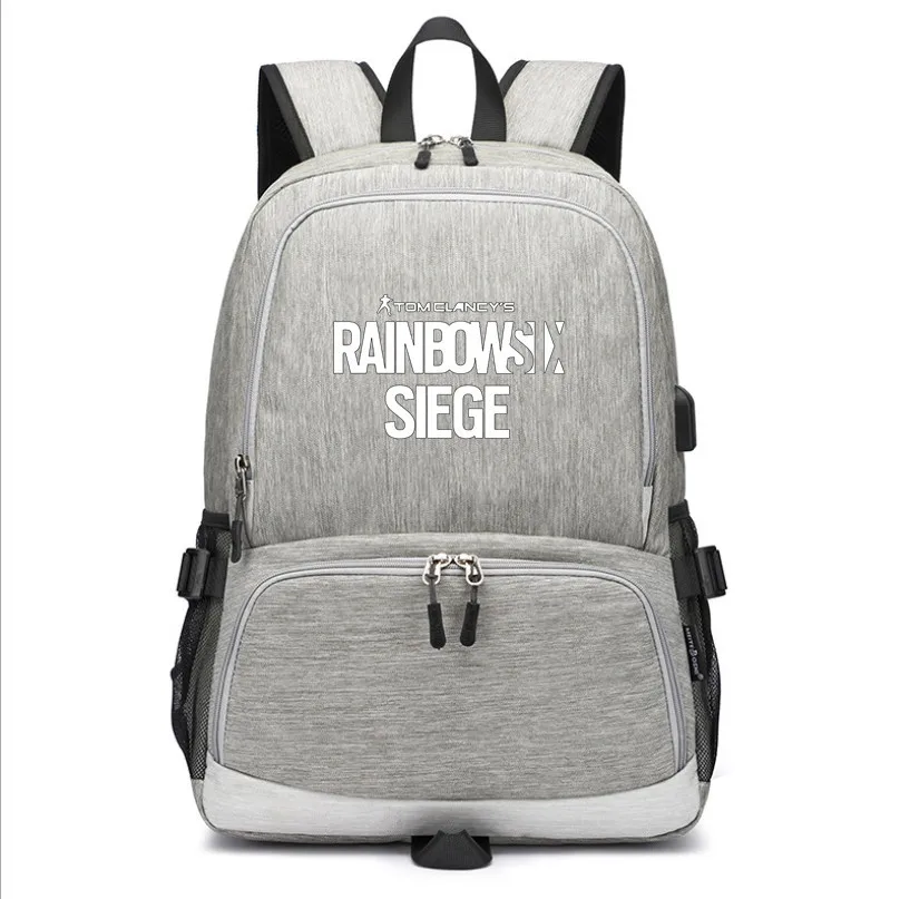 Rainbow Six Siege usb зарядка Школьная Сумка холщовый рюкзак сумки на плечо ноутбук дорожная сумка рюкзак для подростков