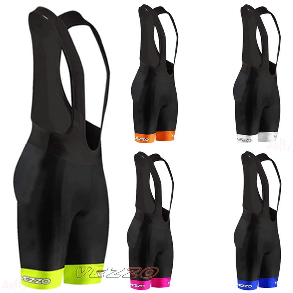 VEZZO Men's Cycling Bretelle Cycling Bibs Shorts Mountain Bike Pants Breathable Women's Gel Padded Tights