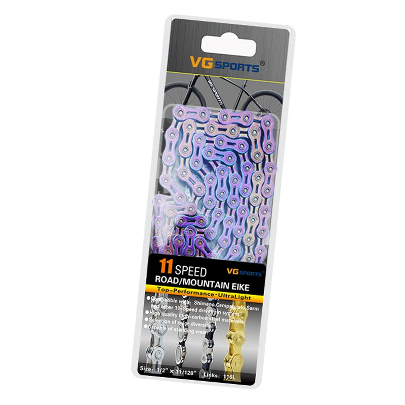 11S Purple H hollow VG спортивная сумка для Huawei Honor 8/9/10/11 Скорость велосипедной цепи MTB шоссейные велосипеды с выемками сплав ультра светильник 116L замена цепи - Цвет: 11S Purple H hollow