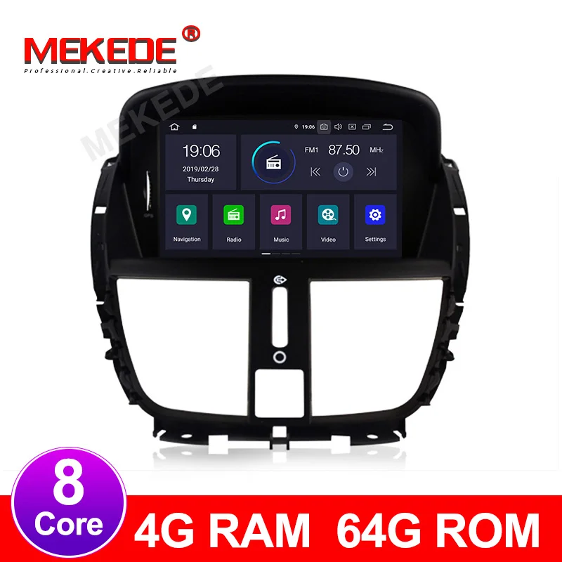 1din 8 ядерный 4G Android 9 0 автомобильный Радио dvd-плеер мультимедиа для peugeot 207 207CC 2007-2014