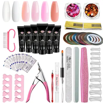 

24pcs Acrylic Nail Extension UV Gel Kit Nail Brush File Form Slip Solution Builder Hybrid Gel Nail Polish Nail Art Manicure