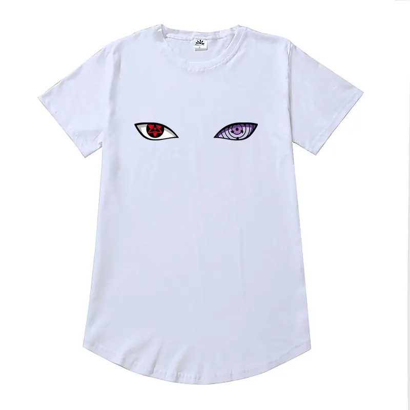 Новое поступление Harajuku аниме футболка Наруто Учиха Узумаки Хатаке глаза печать o-образным вырезом футболка хип хоп Уличная футболка Топы - Цвет: White