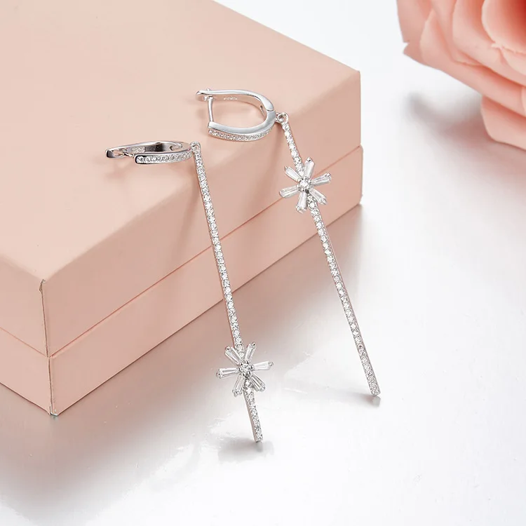 Женские серьги-подвески в виде снежинки с кристаллами | Украшения и аксессуары