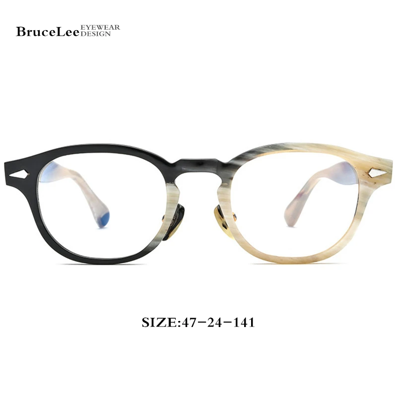 

High quality Johnny Depp Glasses Men Retro Vintage buffalo Horns Prescription Glasses Women Optical Spectacle Frame Clear lens