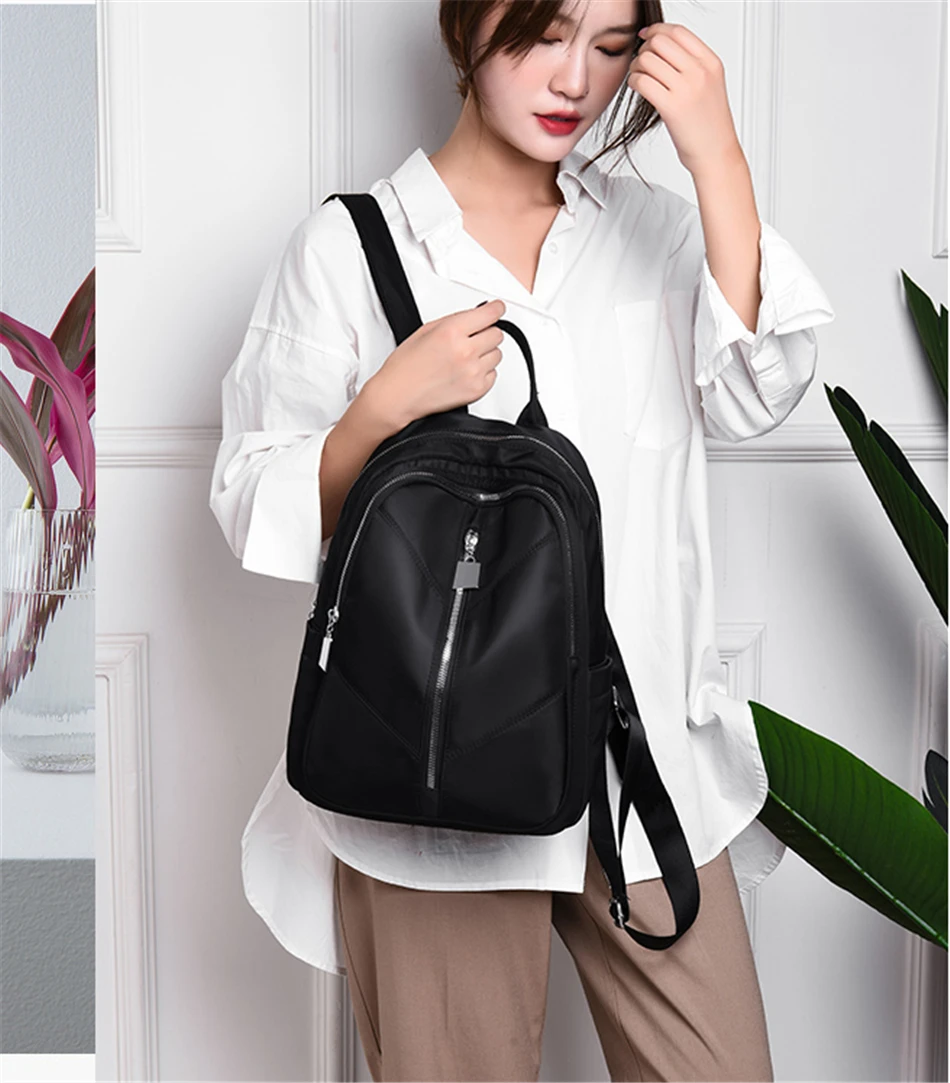 Новые простые женские черные рюкзаки Mochila Feminina легкая вместительная школьная сумка для девочек рюкзак Водонепроницаемый легкий рюкзак для путешествий