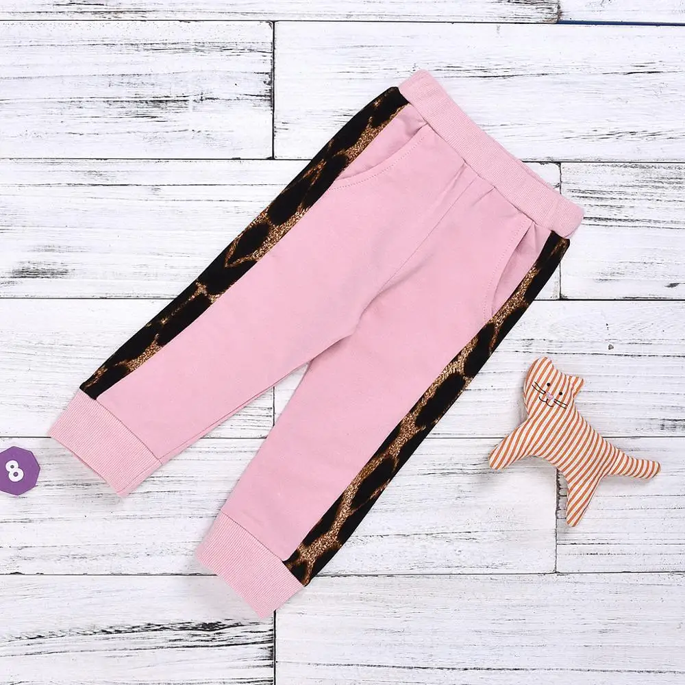 Humor Bear/комплект осенне-зимней одежды для маленьких девочек, Леопардовый свитшот с длинными рукавами топ+ штаны комплект детской одежды из 2 предметов одежда для детей