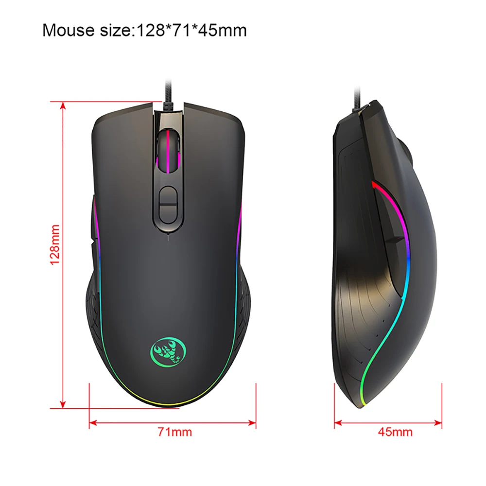 VicTsing Wired Gaming Mouse RGB LED Light Backlit 7 Programmable Button Mouse 6400DPI Adjustable Comfortable Grip Mice For Gamer