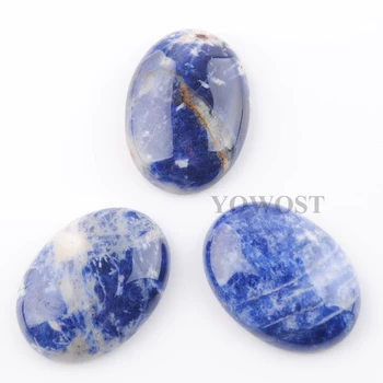 

YOWOST 10Pcs Natural Blue-veins Gem Stone Oval No Hole Cabochon CAB fit Handcrafted Making Jewelry 22x30 MM IU3292