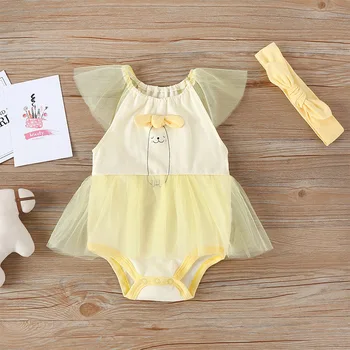 

Summer Baby Mesh Bowknot Cartoon Bodysuits 2020
