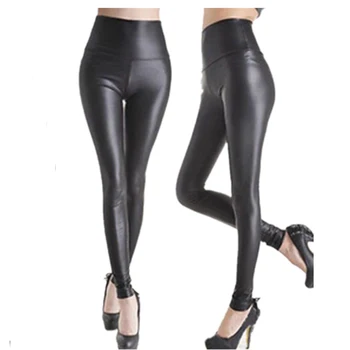 

Women Black Leggings Stretch Faux Leather High Waist Pants Sexy Leggings