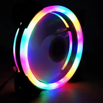 

12cm White Light Double-circle LED Fan DC Neon Mute PC CPU Computer Case Cooler
