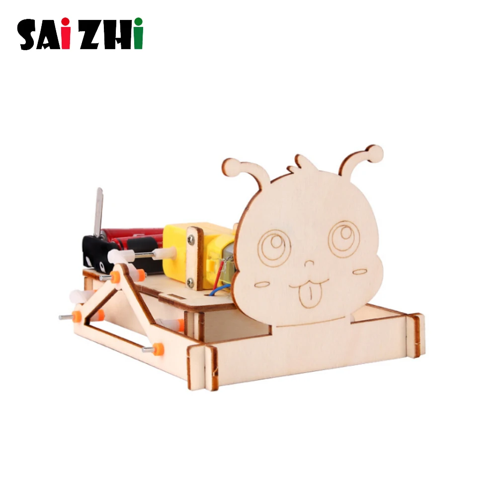 Saizhi Kids DIY Wood Electric Caterpillar Robot Science Experiments Technology Toys Cultivate Hands-on and Thinking Skills | Игрушки и